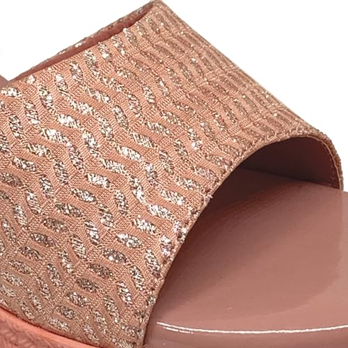Image of WFS Women's Black 2.5 Inch Wedge Heel Slip-On Fashion Sandals - Shimmer Finish