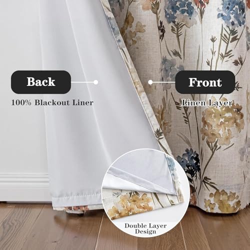 Image of Roseate True White Out Curtains (9 Feet /Set of 1) Printed 80% Room Darkening Curtain for Bedroom, Living Room (Ivory /Willow / 116x275 cm)