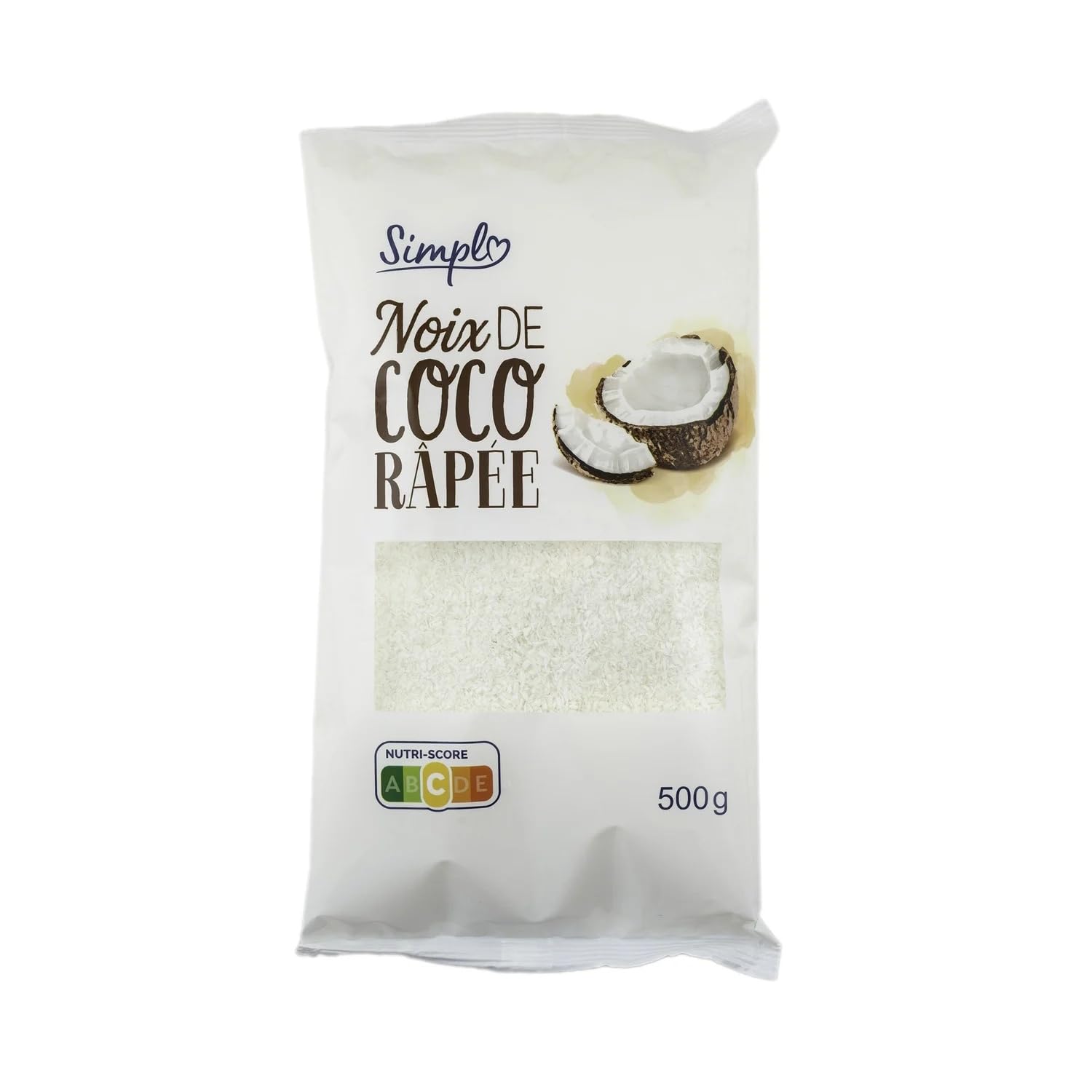 SIMPL - Noix de Coco Râpée Fine Blanche - Pour Cuisine et Pâtisserie - le sachet de 500g - Le Lot De 5