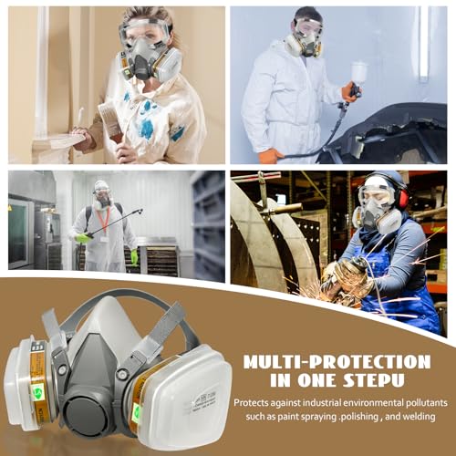 Starbst HALF MASK-616 Respirator Gas Mask With Filters-Active Carbon Half Face Cover With Safety Glasses thumb #6