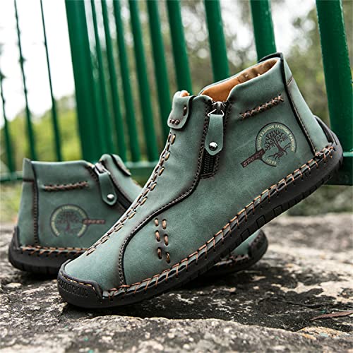 Medieval Boots Leather Renaissance Outdoor Casual Fashion Zipper Slip On Boots for Women Blue Green3