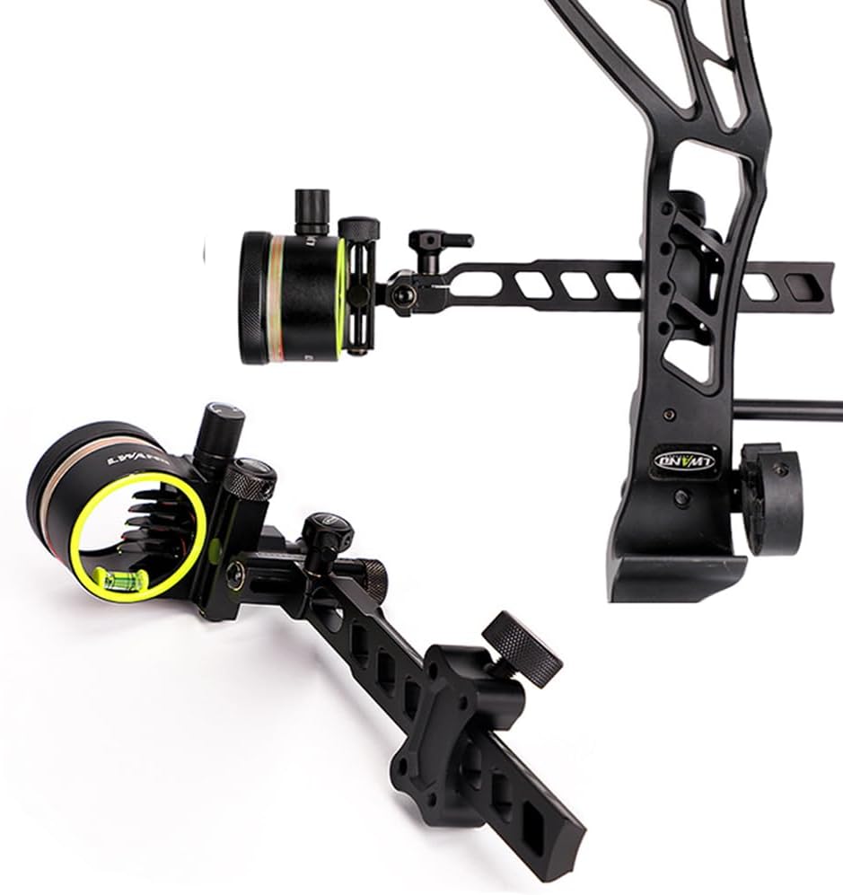 5 Pin Bow Sight, 019 Fiber Optics Archery Sight with 8X Magnification Sight Lens, Windage & Elevation Micro Adjustment