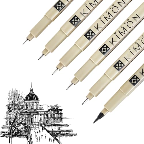 Hyleon Micro Fineliner Art Drawing Pens Fineliner Pen 6Pcs Black Fine Liner