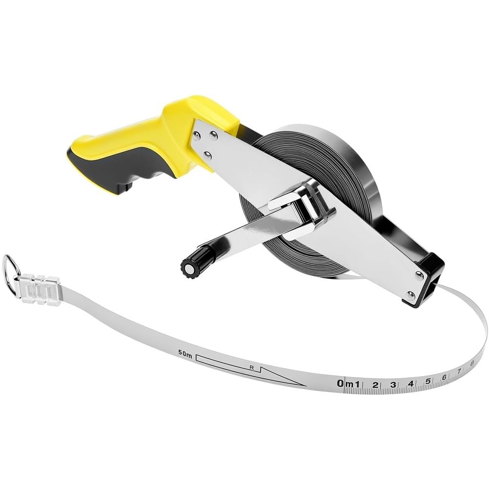 Aundhegrtt As Shown Roll Tape Measure With Ergonomic Handle, 50 Meter Length, Ideal For Construction Site Projects