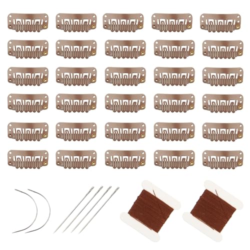 30pcs Hair Extension Clips U-Shape Stainless Steel Wig Clip Light Brown