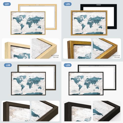 Image of IPIC Personalized Vintage Teal Framed World Map Pin Board, Size 42x28 in