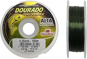 Linha Monofilamento Dourado Top Force 0,25mm 10,6lbs 100m - Mazzaferro