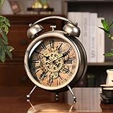 Orologio da tavolo meccanico vintage, in metallo, movimento silenzioso dei secondi, cronometraggio preciso per corridoi e salotti, diametro 21 cm