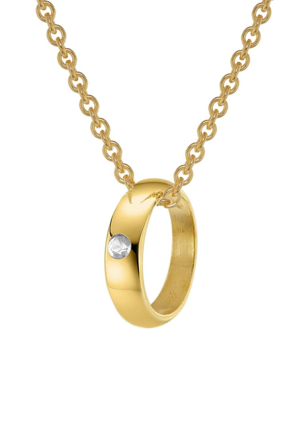 trendor Anhänger Taufring Gold 333 mit goldplattierter Silberkette 39475