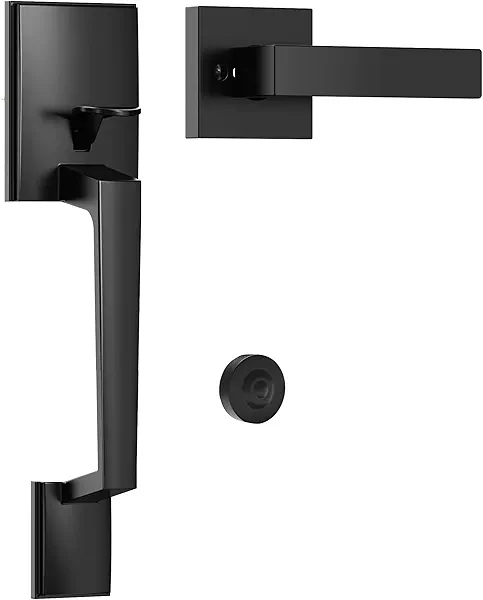 Kolet Front Door Handle, Handle Set with No Lock, Exterior Entry Door Handle, Heavy Duty Zinc Alloy, Reversible for Right & Left Opening, Deadbolt Not Included, Matte Black