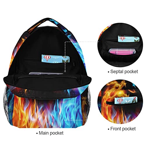 Miaoquhe Mochila escolar de fogo dourado e dragão de gelo azul, resistente à água, mochila de ombro