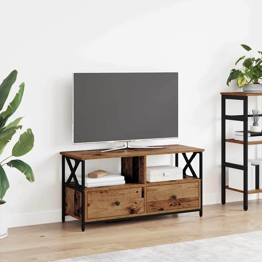 Szafka pod telewizor z szufladą ze starego drewna, 90 x 33 x 45 cm