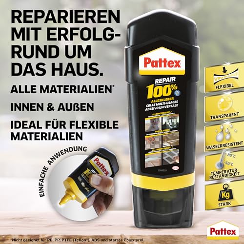 Pattex Repair 100% Alleskleber, starker Kleber für den Innen- und Außenbereich, Klebstoff zur Reparatur für verschiedene Materialien, 1x100g