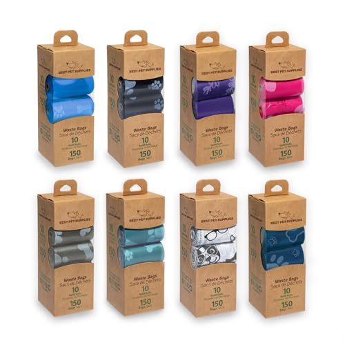 Image of Best Pet Supplies Dog Poop Bags (4 x 150 Bags) for Waste Refuse Cleanup, Doggy Roll Replacements for Outdoor Puppy Walking and Travel, Leak Proof and Tear Resistant, Thick Plastic - Assorted Colors