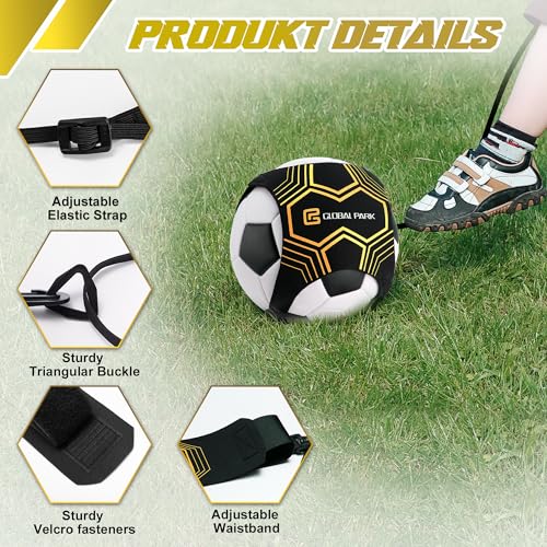 Soccer Trainer Adjustable Waist Belt - Football Training Equipment Aid for Ball Control, Passing & Shooting, Kick Throw Trainer Solo Practice Volleyball, Rugby for Kids Adults at Home (Black) - Thumbnail 2