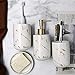 Qulable Cream Bathroom Accessories Set Complete, 4 Pcs Ceramic Bathroom Decorations Accessories Sets Includes Lotion Dispenser, 2 Tumblers and Soap Dish for Bath Decor, Countertop Vanity Organize