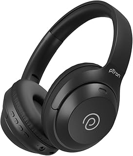 pTron Studio Classic w/ 75Hrs Playtime, Wireless Over Ear Headphones w/HD Mic & TruTalk AI-ENC Calls, Low-Latency Game & Music, Deep Bass, BT5.4, Dual Device Pairing, & Type-C Charging (Black)