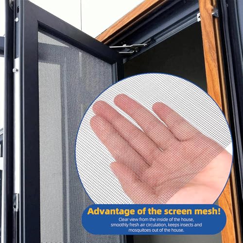 Glarks 4pcs 48 \W x 99\ L Grau Fenster Screen Reparatur Kit, enthalten 1pcs Glasfaser Screen Mesh 1pcs 10.94yard Spline 2pcs Spline Entfernungswerkzeug für Patio Screen Tür Reparatur