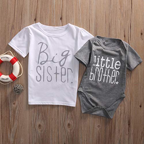 Big Sister en Little Brother Family Matching Outfits baby rompertjes baby Weinig Broer Romper Big Sister T-shirt Tops… - Afbeelding 6