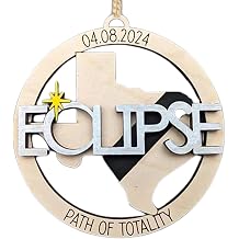 Solar Eclipse 2024 Ornament, 2024 Solar Eclipse Party Supplies, Wooden 2024 Eclipse Keepsake,Eclipse Souvenir - 12 Different States Texas, New York,Eclipse Gifts,Eclipse Decorations Texas