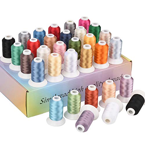 Simthread 32-Piece Polyester Embroidery Machine Thread Kit with Madeira Colors