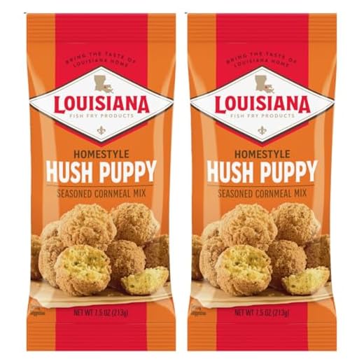 Louisiana Fish Fry Products Homestyle Hush Puppy Seasoned Cornmeal Mix, 7.5 Ounce Bag (Pack of 2)