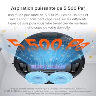 roborock Qrevo Robot Aspirateur Laveur avec Station, Fonctions automatiques Vidage, Lavage, Séchage, Nettoyage de la Station, Remplissage, 5500 Pa, Double serpillière rotative, Cartographie 3D