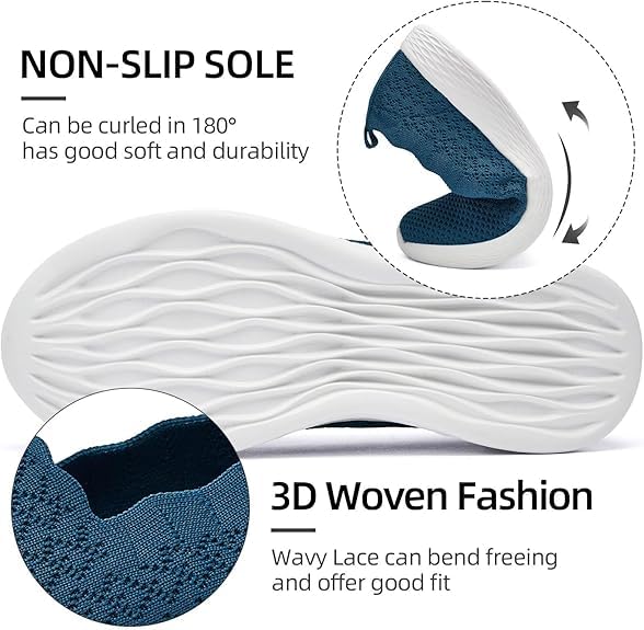 Image of Puxowe Women's Slip-On Walking Shoes | Lightweight Knit Sneakers with Memory Foam Insole, Breathable & Wide Fit Available for Daily Walking, Casual & Travel