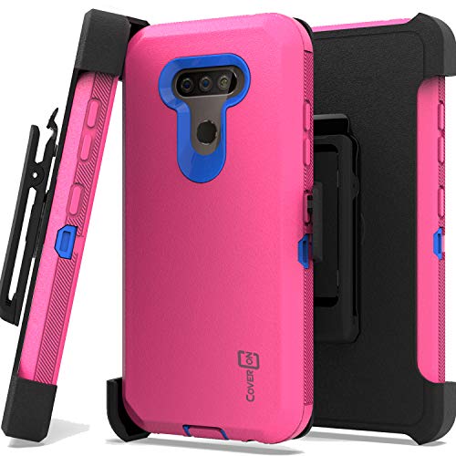 Coveron Rugged Holster Designed For Lg Harmony 4 / Xpression Plus 3 / Premier Pro + Case, Heavy Duty Military Grade Belt Clip Phone Cover - Hot Pink #TOP19