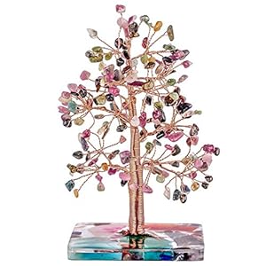 13cm Turmalin Kristallbaum auf Achat Orgonit Basis, Energie-Bäumchen | Edelstein-Baum