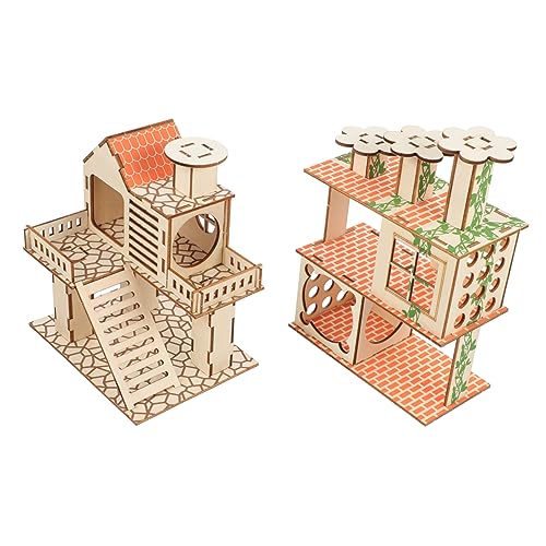 Abaodam �n���X�^�[�p�ؐ��B��� �y�b�g�p��������̖؂̑� �n���I�ȃf�U�C�� �P�[�W������ �n���X�^�[��`���`���ɓK�����T�C�Y �y�b�g�̃��r���O�n�E�X��Q�� 2�Z�b�g