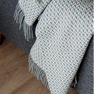 Linen & Cotton Dikke Warme Wollen Deken Woondeken Knuffeldeken Valencia met Franjes – 100% Nieuw-Zeelandse Wol, Beige…