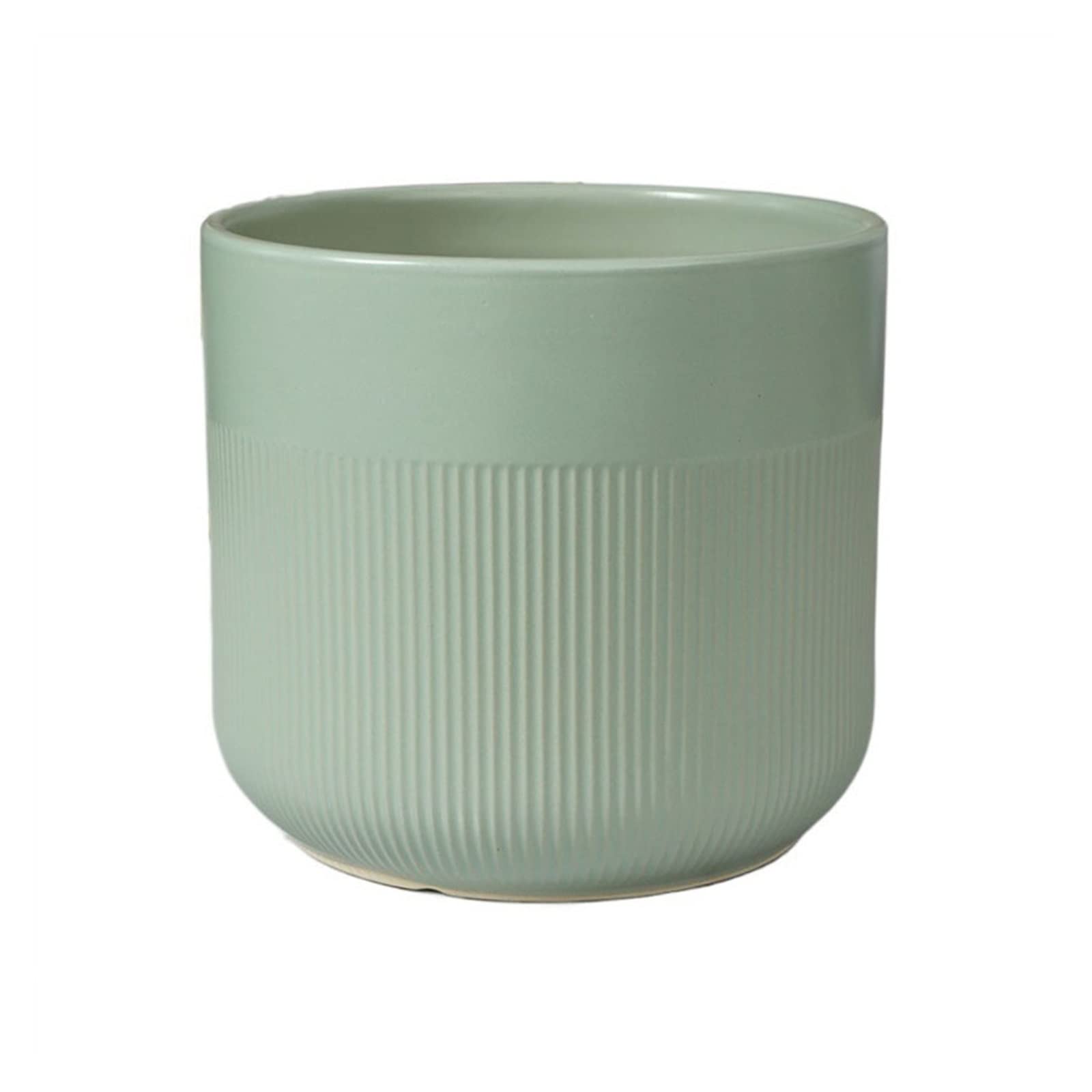 Grand pot de fleur en céramique verte TUSUOD à rayures pour plantes d'intérieur