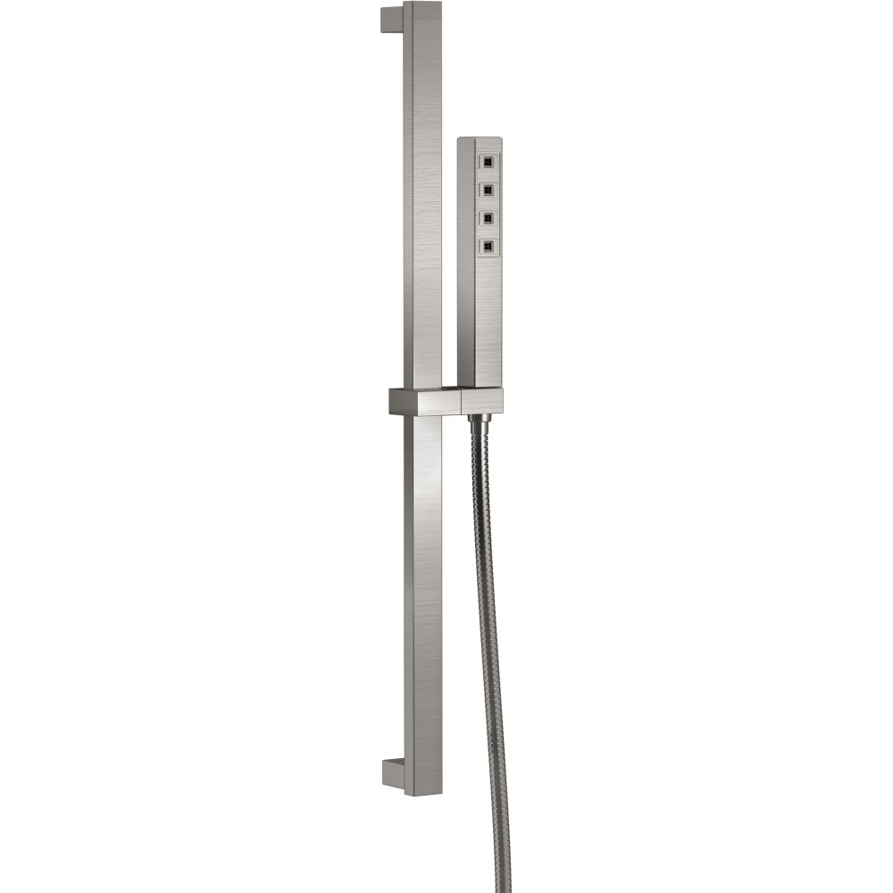 Delta Faucet Single-Spray H2Okinetic Slide Bar Hand Held Shower with Hose, Brushed Nickel Handheld Shower Head, Slide Bar Hand Shower, Handheld Shower, Detachable Shower Head, Stainless 51567-SS 8.50 x 2.25 x 4.09 inches