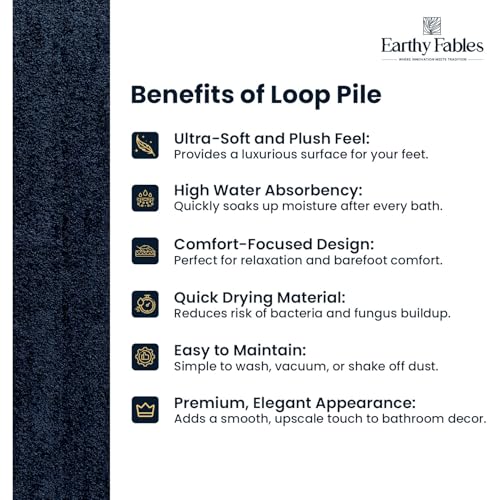 Image of Earthy Fables Soft Microfiber Bath Mat - Loop Pile, Quick Dry, Anti-Skid, Water Absorbent, Non-Slip, Machine Washable Floor Rug, Shower Mat, Door Mat for Bathroom, Bedroom, 60x40 cm - Teal