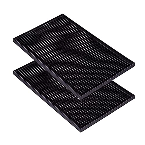 Cheotime 2 PCS Bar Mats 11.81in x 15.74in Negro pequeño, Alfombra de café para Barra casera, Alfombra de derrames de Servicio de Barra para cócteles, encimera de Cocina de