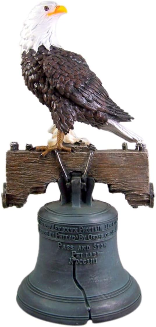 DWK 'Let Freedom Ring' Bald Eagle on Philadelphia Liberty Bell Statue, 19 Inch