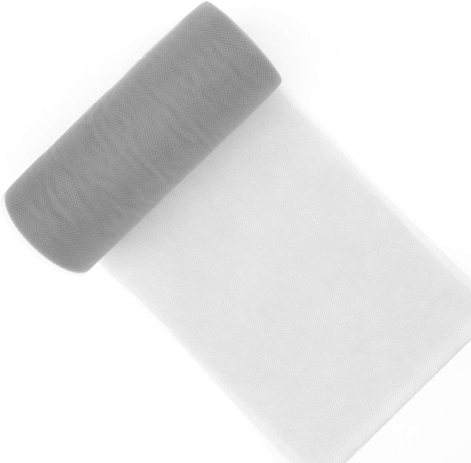 Creative Ideas Tulle Fabric Roll 6" by 25 yd (75'), 29 Colors Available, Silver