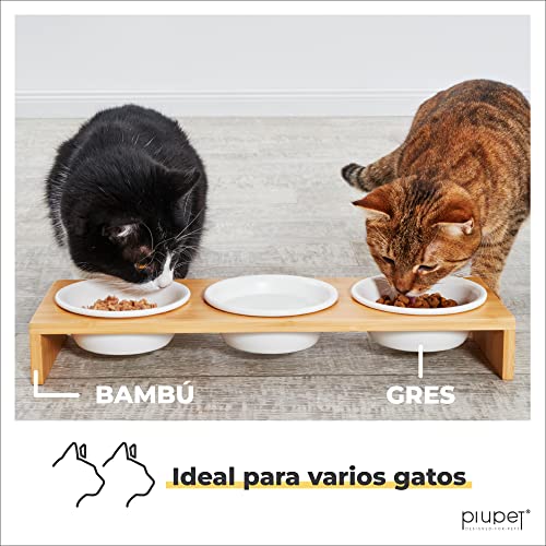 Miniatura 5 de Piupet 3er Platos Para Gatos I Comedero Gato Elevado I Comedero Perro Pequeño I Gatos Accesorios I Cosas Para Gatos I Gatos Accesorios I Rejilla Con 3 Ceramica Cuencos Comedero Gatos