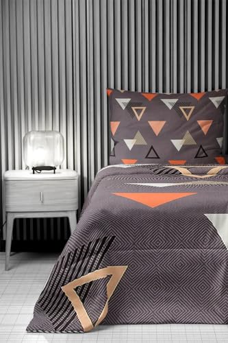 Image of LOOMLYFE 300 TC All Season King Size AC Comforter || Blanket || Duvet with 1 King Size Elastic Fitted Bedsheet and 2 Large Pillow Cover - 4 Piece Comforter Set - GreyTriangle