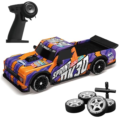 fisca 1/16 RC Drift Car, 2.4Ghz RTR RC Drift Car, 4x4 Light Up RC Drifting Racing Cars Fast 18KM/H Truck, 4WD All-Road Street Bash RC Truck Electric Powered High Speed Drifting for Adult