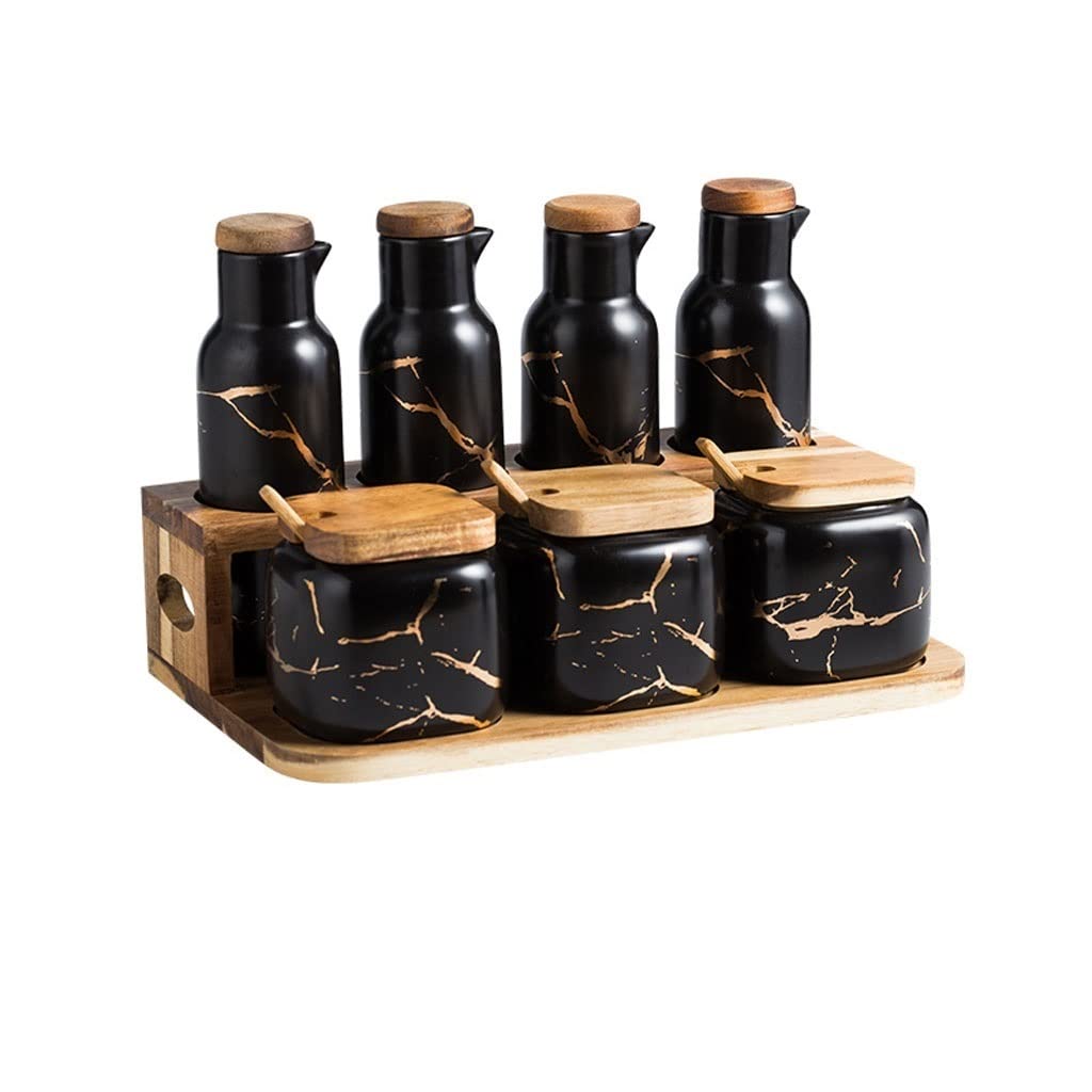 TBLOTYD Condiment Can Condiment Container Seasoning Pot Spice Pot Ceramic Seasoning Box Set with Spoon Cover Suitable for Home Kitchen Dining Room Spice Jar S