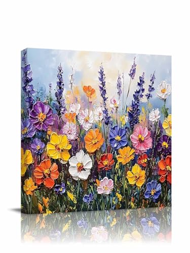 Spring Summer Floral Canvas Wall Art for Living Room Daisy