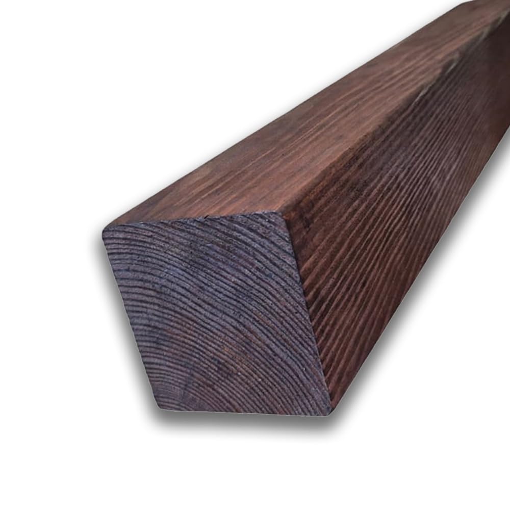 Trave in Legno Massiccio di Pino Nordico, Sezione Quadrata 9x9 cm, Lunghezza 3 m, Impregata color Teak scuro