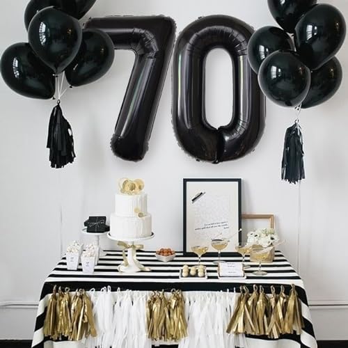 Image of Number Balloons Black Party Balloon - Giant Number 10 Balloon, 40 Inch Large Balloon for Birthday Decorations, Black Party Supplies for Men Women