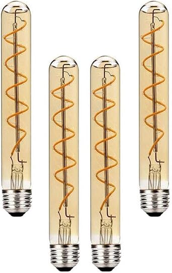 T30 E27 Filament LED Bulbs Warm White 2700K,185mm Long Tube LED Bulb Edison Retro Vintage Decorative Tube Light Bulbs E27 4WReplace 40W Screw Halogen Bulb AC 220-240V 4Packs [Energy Class B]