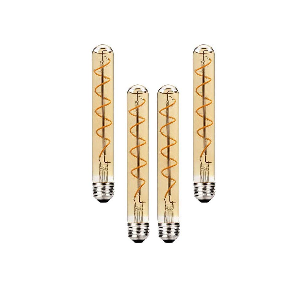 BAISHICHENG T30 E27 Filament LED Bulbs Warm White 2700K,185mm Long Tube LED Bulb Edison Retro Vintage Decorative Tube Light Bulbs E27 4W(Replace 40W Screw Halogen Bulb) AC 220-240V 4Packs