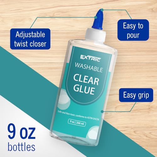 Clear Glue, Washable Liquid Glue 9 Ounces, 2 Count – Slime Glues, Art Crafts, for Home and School Glues, Dries Clear, Non-Toxic - Thumbnail 2
