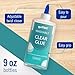 Clear Glue, Washable Liquid Glue 9 Ounces, 2 Count – Slime Glues, Art Crafts, for Home and School Glues, Dries Clear, Non-Toxic