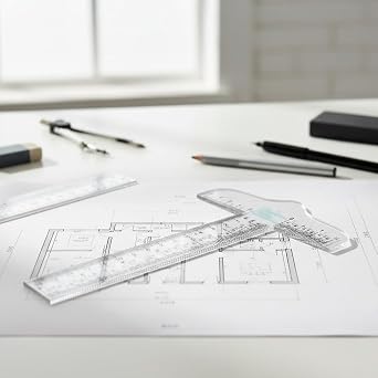6 Clear Acrylic T-Square Ruler, Drafting T Square, Drafting Tools, T Ruler Transparent Crafting and Drafting Graduated T-Ruler Inch Metric T-Square Measuring Scale Rule
